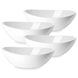 DOWAN 9″ Porcelain Serving Bowls, Large Serving Dishes for Christmas, 36 Oz for Salads, Side Dishes, Pasta, Oval Shape, Microwave & Dishwasher Safe, Good Size for Dinner Parties, Set of 4, White