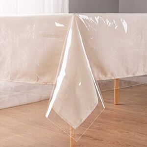 UMINEUX Clear Plastic Tablecloth Protector Heavy Duty Vinyl Table Cover 100% Waterproof Oil Proof Wipeable for Indoor Outdoor Dining Table Use(54×84 Inch, Rectangle)