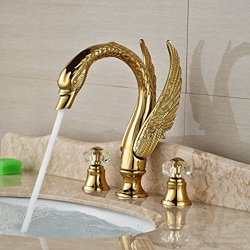 Rozin® Crystal Knobs Bathroom Faucet 3 Holes Two Handles Lavatory Vanity Sink Faucet Widespread 8 Inch Bathroom Sink Faucet, Waterfall Bathroom Sink Faucet | The Storepaperoomates Retail Market - Fast Affordable Shopping