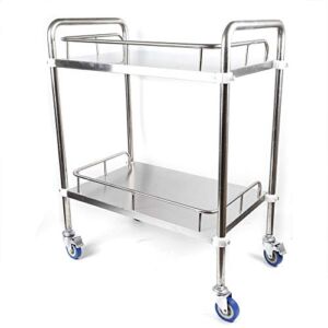 Stainless Steel 2-Tier Trolley Medical Laboratory Equipment Cart Spa Beauty Salon Tool Carts (Without Drawer)