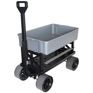 Mighty Max Cart Hand Truck, Folding Dolly Cart for Moving, 250lbs Heavy Duty Pull Cart, Portable Platform Cart Collapsible Dolly with 4 Wheels & 2.5 cu ft Silver Tub, Multi Purpose Moving Dolly