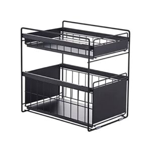 Under The Kitchen Sink Rack Floor-to-ceiling Storage Push-pull Telescopic Pull-out Cabinet Under The Cabinet Multi-layer Kitchen Storage Rack (Color : Black)