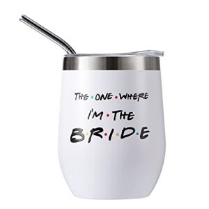 Bridal Gifts For Bride To Be – 12oz Wine Tumbler and Straw, Engagement Gifts Wedding Gifts For Bride – Bridal Shower Gift, Bachelorette Gifts For Bride For Hot, Cold Coffee, Tea, Wine, Cocktails
