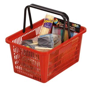 Red Shopping Basket Plastic Retail Merchandise 12″ x 17″ Supermarket Handles