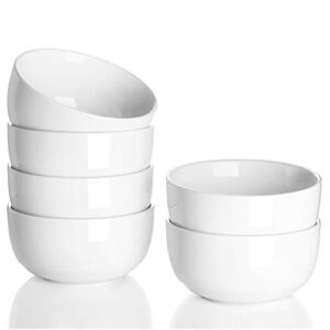 Teocera 10 Ounce Small Bowls, Dessert Bowls, Porcelain Ice Cream Bowls for Kitchen, White Bowls Set, Small Serving Bowls for Rice, Side Dishes, Dipping – Set of 6