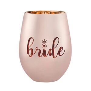 homeconlin Bride Gifts – Bridal Shower Gift – Bride Wine Glass – Gifts for Bride to be, Newly Engaged,Wedding, Engagement, Bachelorette Rose Gold