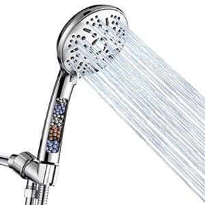 Filtered Shower Head, 9 Spray Modes High Pressure Shower Head with 60″ Hose and Bracket,15 Stage Hard Water Shower Filter Cartridge for Remove Chlorine and Harmful Substances