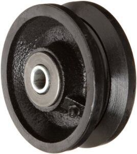 RWM Casters VIR-0415-08 4″ Diameter X 1-1/2″ Width Cast Iron V-Groove Wheel with Straight Roller Bearing, 700 lbs Capacity , Black
