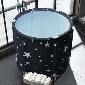 MKSY Portable Folding Bathtub Soaking Bath Tub,Eco-Friendly Bathing Tub for Shower Stall, Separate Family Bathroom SPA Tub for Adult (Blue Sky)