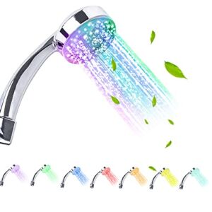 Miyabing Led Shower Head Handheld High-Performance 7 Color Changing Home Rainbow Bathroom Showerheads Polished Chrome