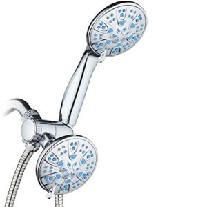 Antimicrobial/Anti-Clog High-Pressure 30-setting Dual Head Combination Shower by AquaDance with Microban Nozzle Protection From Growth of Mold, Mildew & Bacteria for a Healthier Shower – Aqua Blue
