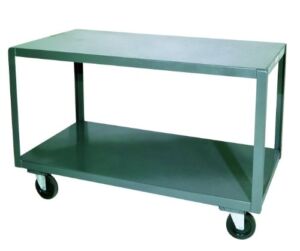 Durham Welded 14 Gauge Steel High Deck Portable Table, HMT-3048-2-95, 2 Shelves, 1200 lbs Capacity, 30″ Length x 48″ Width x 30-1/4″ Height