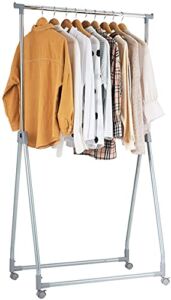AUGESTER Extendable Garment Rack, Heavy Duty Collapsible Drying Rack with Adjustable Rod Rolling Castors, Suitable for Office Bedroom Balcony Market Shop