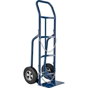 Single Cylinder Hand Truck with Curved Handle, 10″ Semi-Pneumatic Wheels, 800 Lb. Cap, 47″H