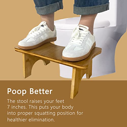 Kainice Bathroom Toilet Stool Made from Natural Bamboo 7 Inch Height Original Potty Poop Squatting Stool Simple Healthy Design for Adults | The Storepaperoomates Retail Market - Fast Affordable Shopping