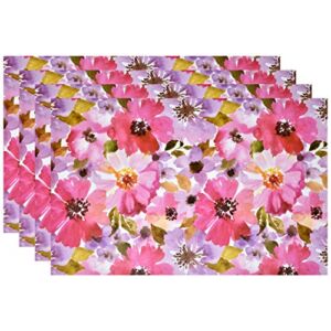 50 Disposable Floral Paper Place Mats 11”x 17” Rectangle Colorful Watercolor Flowers Place mat for Spring Flower Blooms Table Setting Mat Dinner Bridal Shower Wedding Graduation Party Decor