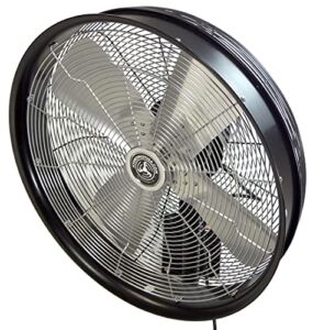 HydroMist F10-14-006 24″ Shrouded Outdoor Wall Mount Oscillating Fan, 3 Speed On Cord, 0.27 HP, 1.9 Amps, Black