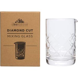 A Bar Above Diamond Cut Cocktail Mixing Glass – Thick, Sturdy Glass Beaker to Mix & Stir Cocktails – Drink Mixer Glass for Bar Mixing Set – Basic Professional or Home Bar Accessories (18 oz)