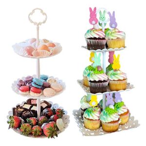 2pcs 3 Tier Dessert Stands Fruit Plates for Wedding Baby Shower Birthday/Tea Party (Large)