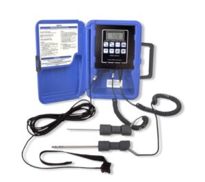 COOPER Cooper-Atkins SRH77A-E 1 and 2 Zone Temperature/Humidity Thermistor Instrument with 1075 General Purpose Puncture Probe, 4011 Pipe Strap Probe and 5028 Humidity Probe, -40°F to 300°F Temperature Range