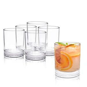 HIGIINC 12oz Plastic Drinking Glasses Set of 6, Dishwasher Safe Reusable Plastic Water Tumblers, Durable Whiskey Drinkware Cups Set, Shatter-Proof, Drinking Cups Suitable for Party, Kitchen