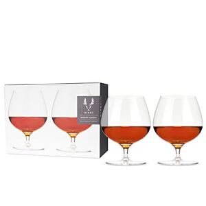 Viski Crystal Wingback Cognac Glasses Set of 2 – Premium Crystal Clear Glass, Stylish Brandy Snifters, Cocktail Glass Gift Set – 17 oz