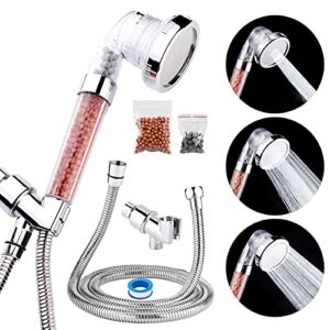 Shower Head High Pressure Filter Filtration Handheld Showerheads with Hose and Bracket ,Water Saving 3 Mode Function Shower Heads for Dry Hair & Skin