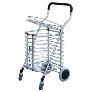 YGCBL Multifunction Portable Hand Trucks,Trolleyshopping Trolley Foldable Aluminum Alloy Silent Wheel with Lid Lightweight High Capacity, Load 35 Kg,a