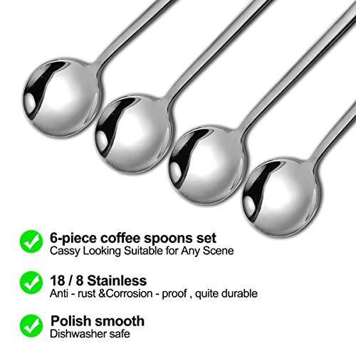 Espresso Spoons Set of 6,Mini Coffee Spoon 5.1 inch 18/10 Stainless Steel, Silver Demitasse Spoons set for Rest Coffee,Sugar,Tea,Ice Cream Spoons | The Storepaperoomates Retail Market - Fast Affordable Shopping