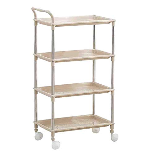 YGCBL Multifunction Portable Hand Trucks,Trolleyserving Trolley Cart Abs Plastic Universal Wheel 4 Tier Drain Moisture Lightweight Armrest Balcony, Load 18 Kg, 3 Colors,Beige | The Storepaperoomates Retail Market - Fast Affordable Shopping