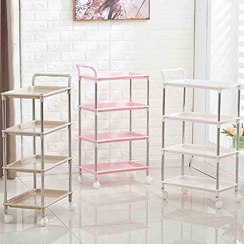 YGCBL Multifunction Portable Hand Trucks,Trolleyserving Trolley Cart Abs Plastic Universal Wheel 4 Tier Drain Moisture Lightweight Armrest Balcony, Load 18 Kg, 3 Colors,Beige | The Storepaperoomates Retail Market - Fast Affordable Shopping