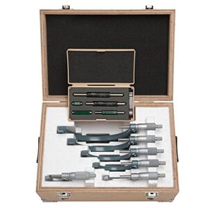 Mitutoyo 103-907-40 Outside Micrometer Set with Standards, 0-6″ Range, 0.0001″ Resolution, 6 Pieces