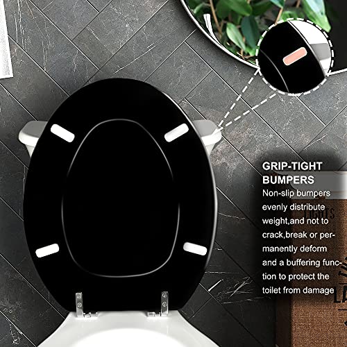Black Elongated Toilet Seat Natural Wood Toilet Seat with Zinc Alloy Hinges, Easy to Install also Easy to Clean, Scratch Resistant Toilet Seat by Angol Shiold (Elongated, Black) | The Storepaperoomates Retail Market - Fast Affordable Shopping