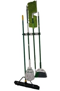 Mop and Broom Organizer – Declutter your Kitchen, Laundry Room or Garage with this Commercial Strength Metal Wall Mount Holder – Keep your Lawn, Yard and Gardening Tools Neat and Organized