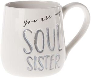 Enesco Our Name is Mud “Soul Sister” Stoneware Engraved Coffee Mug, 1 Count (Pack of 1), Gray