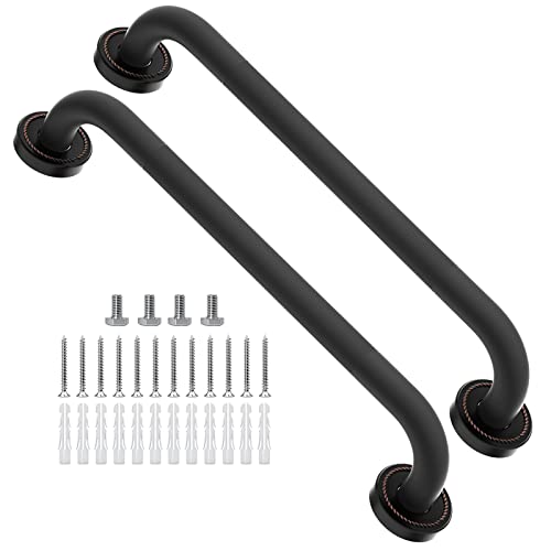 2 Pack 16 Inch Anti Slip Antique Bronze Shower Grab Bar, iMomwee Oil Rubbed Black SUS304 Stainless Steel Bathroom Grab Bar Handle, Safety Shower Balance Bar, Elderly Senior Assist Hand Rail Support | The Storepaperoomates Retail Market - Fast Affordable Shopping