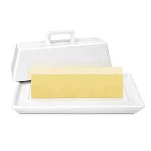 Banliku Butter Dish with Lid for Countertop, Butter Keeper Butter holder, Butter dishes with Covers, Covered Butter Dish Tray, Butter Container with Lid, Butter Dish with Handle – White