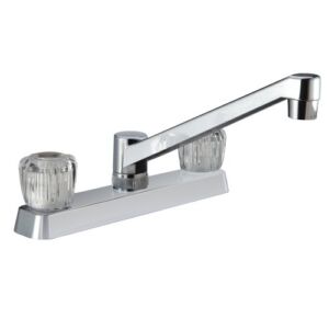 Dura Faucet DF-PK600A-CP RV Kitchen Sink Faucet with Crystal Acrylic Knobs (Chrome)