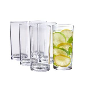 US Acrylic Classic 16 ounce Premium Quality Plastic Water Tumblers in Clear | Set of 6 Drinking Cups | Reusable, BPA-free, Made in the USA, Top-rack Dishwasher Safe