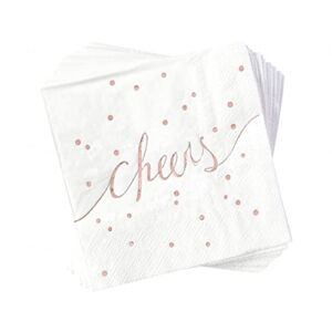 White and Rose Gold Disposable Bar Napkins Wedding Cocktail Napkins Bachelorette Napkins Engagement Napkins Beverage Napkins Cocktail Napkins 3 Ply – By Simple-Glee