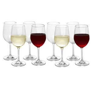 Deco Unbreakable Stemmed Wine Glasses, 12oz- 100% Tritan- Shatterproof, Reusable, Dishwasher Safe Drink Glassware (Set of 8)- Indoor Outdoor Drinkware – Great Holiday & Wedding Gift