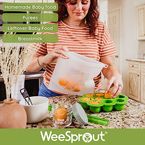 WeeSprout Silicone Baby Food Freezer Tray with Clip-on Lid by WeeSprout – Perfect Storage Container for Homemade Baby Food, Vegetable & Fruit Purees, and Breast Milk | The Storepaperoomates Retail Market - Fast Affordable Shopping