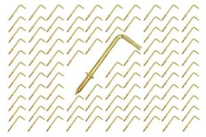 FGen 100pcs L Type Photo Frame Copper Plated Right Angle Hook Fixed Cup Hook Metal Right Angle Hook 1 inch (Gold)