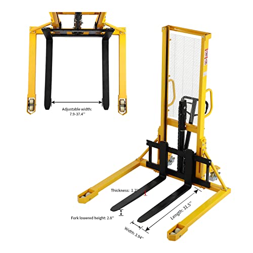 Xilin Manual Pallet Stacker 2200lbs Capacity 63″ Lift Height with Straddle Legs Adjustable Forks | The Storepaperoomates Retail Market - Fast Affordable Shopping