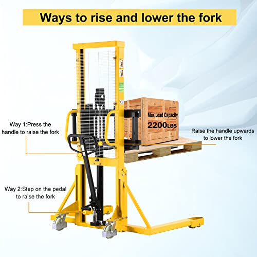 Xilin Manual Pallet Stacker 2200lbs Capacity 63″ Lift Height with Straddle Legs Adjustable Forks | The Storepaperoomates Retail Market - Fast Affordable Shopping
