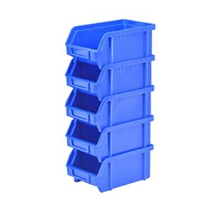 Scicalife Plastic Storage Bin Blue Hanging Stacking Containers Basket Rack for Tools Garage Shop Nuts Bolts (5pcs)