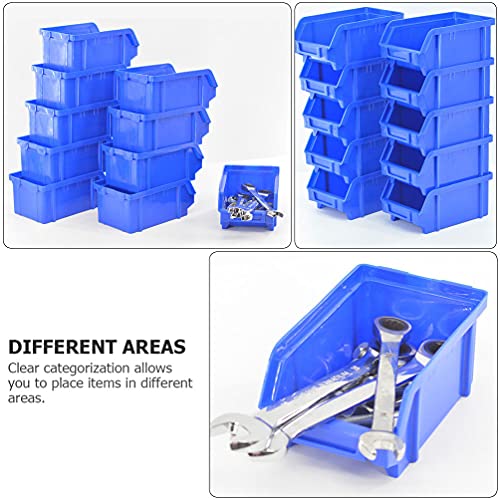 Scicalife Plastic Storage Bin Blue Hanging Stacking Containers Basket Rack for Tools Garage Shop Nuts Bolts (5pcs) | The Storepaperoomates Retail Market - Fast Affordable Shopping