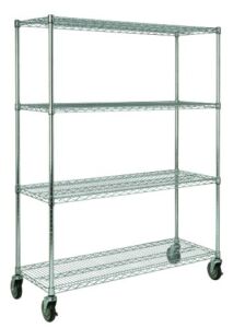Rubbermaid Commercial Prosave Ingredient Mobile Bin Shelf Rack, Rectangular, 50 inches x 18 inches x 67.2 inches, Chrome (FG9G8000CHRM)