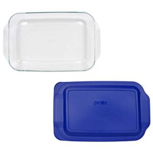 PYREX 3QT Glass Baking Dish with Blue Cover 9″ x 13″ (Pyrex)