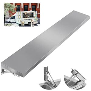 HOMIER 6 FT Concession Shelf with Stainless Steel Frame and Aluminum Alloy Surface Board Drop Down Folding Shelf for Food Trailer/Truck Serving Window(70.9″ L x 12W)